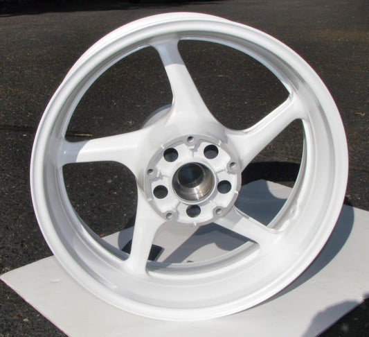 Gloss white motorcycle rim powder coated