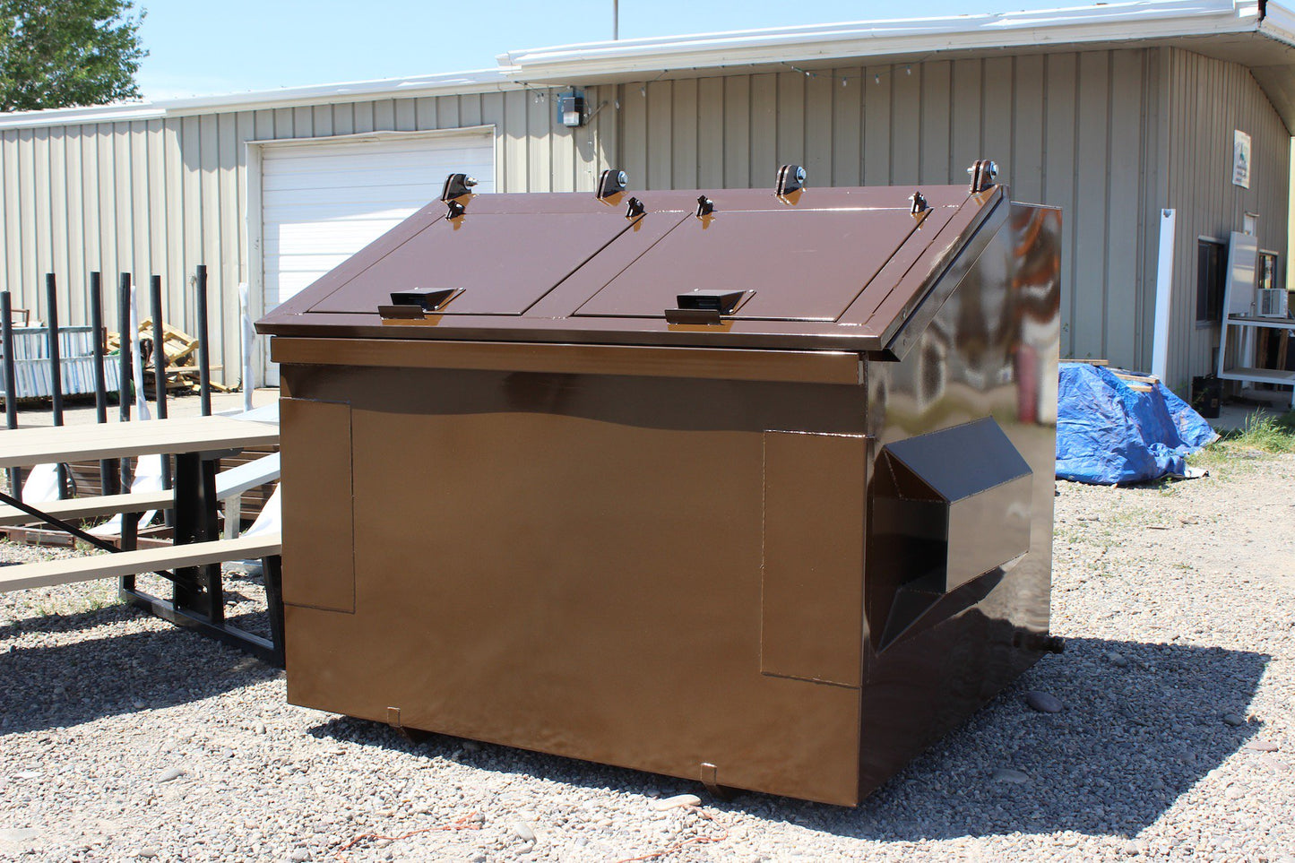 ral 8014 sepia brown powder coated dumpster
